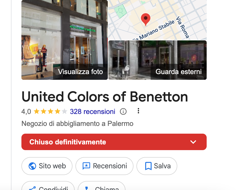 chiusura negozio benetton palermo