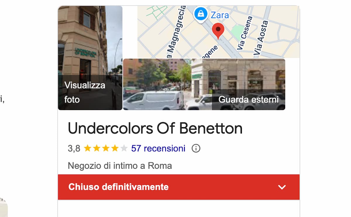 chiuso negozio benetton appia roma