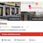 chiusura negozio sisley aosta