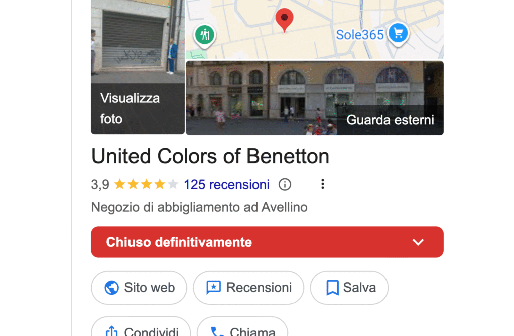 chiusura negozio Benetton Avellino