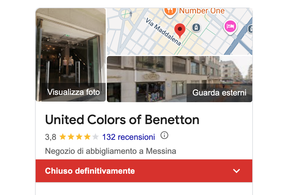 negozio Benetton chiuso Messina